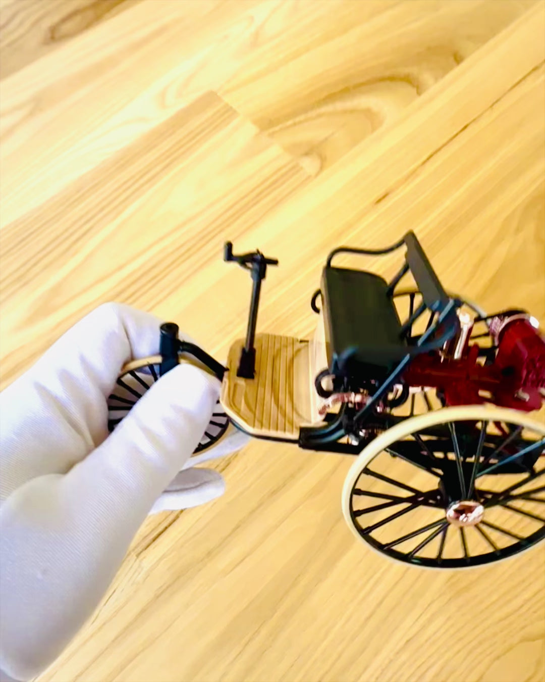 Retro Triciclo Benz Patent-Motorwagen - Modelo de Colección, personalización con grabado para regalo