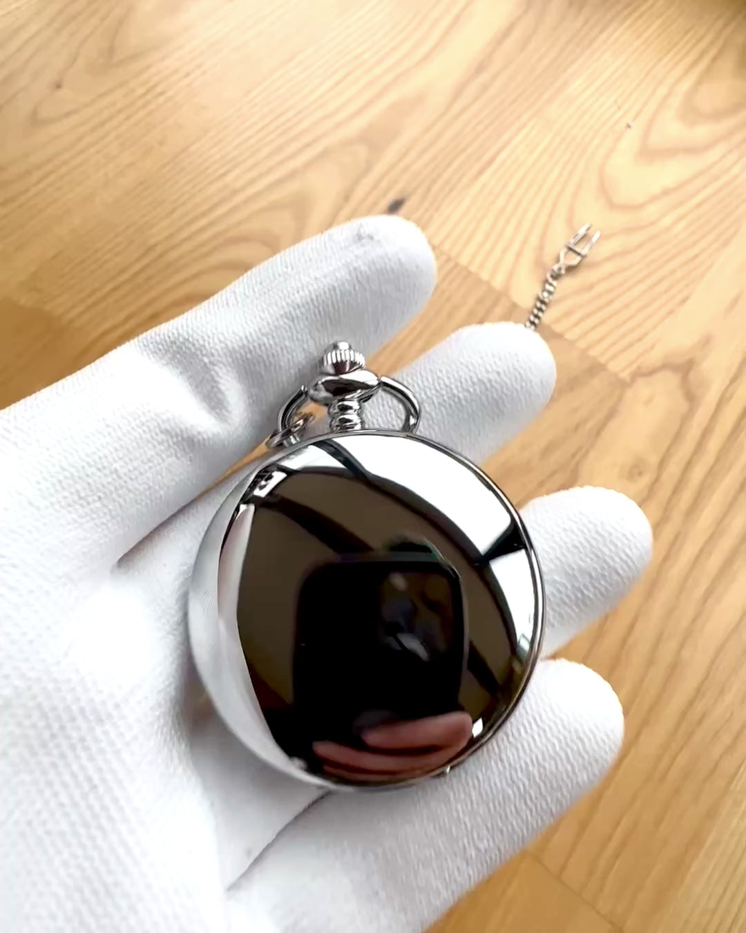 Reloj de Bolsillo Mecánico Clásico con Doble Tapa, Manual, Color Plateado