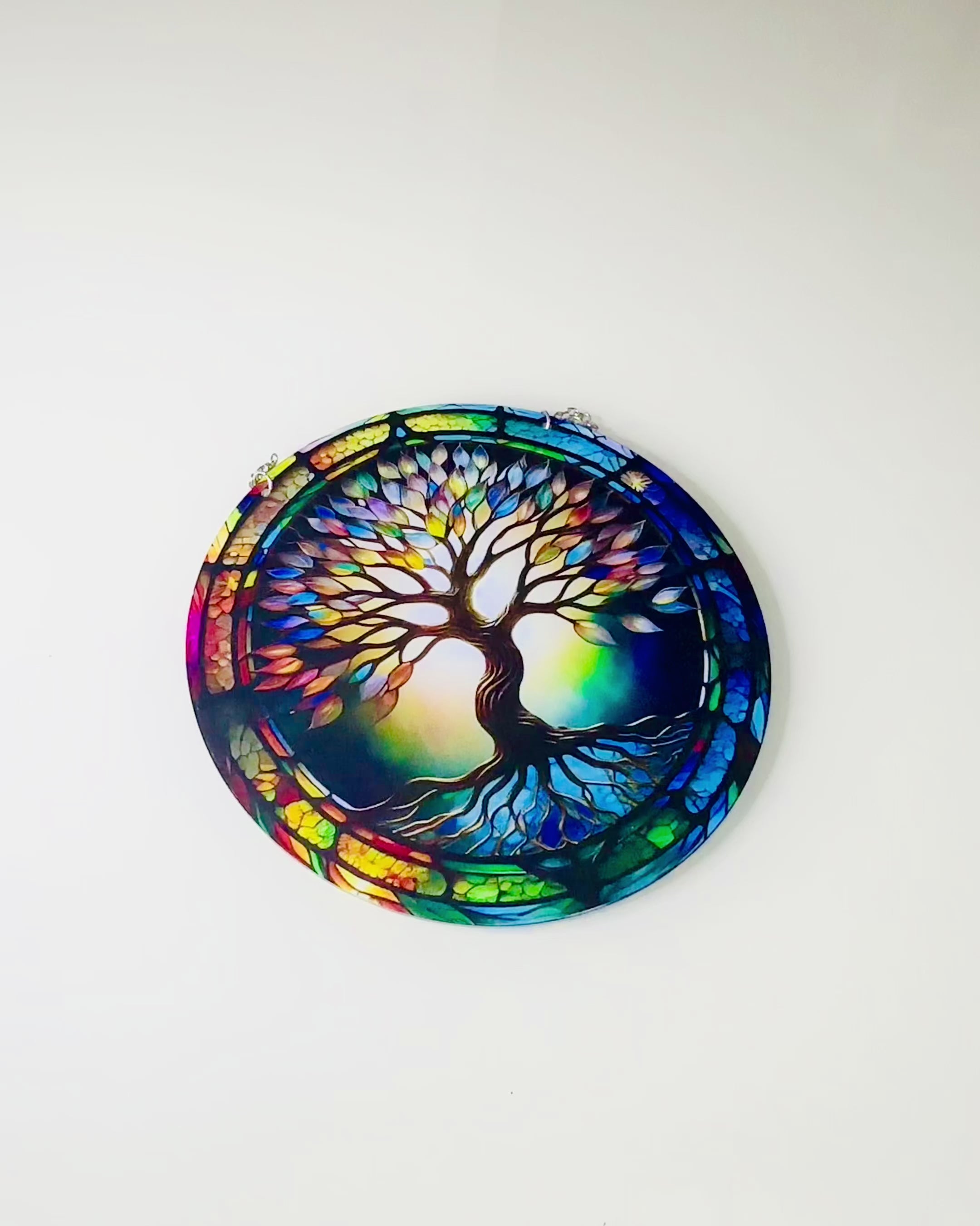Prismático Colgante Solar 'Árbol de la Vida' - Decoración Colorida para Ventana