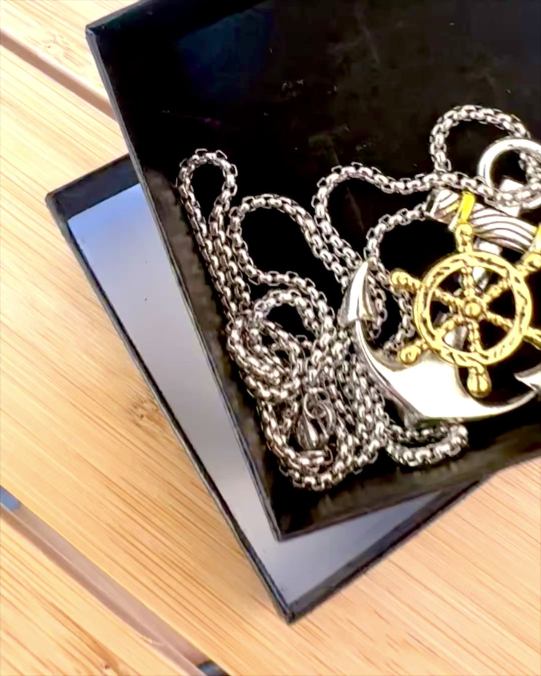 Amuleto Morski Ancla del Capitán, collar con opción de grabado para regalo