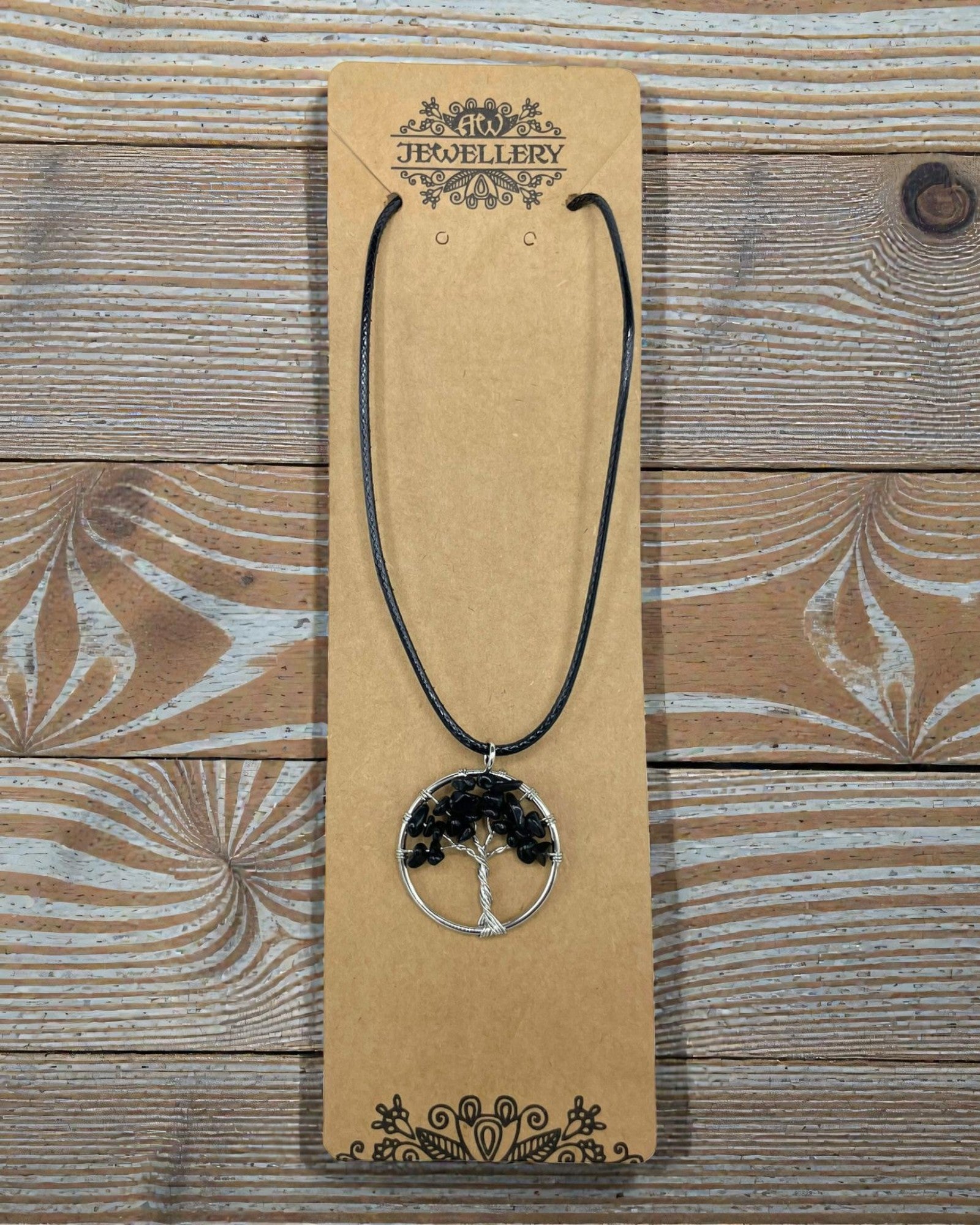 Collar Árbol de la Vida Fuerza y Protección – Ágata negra