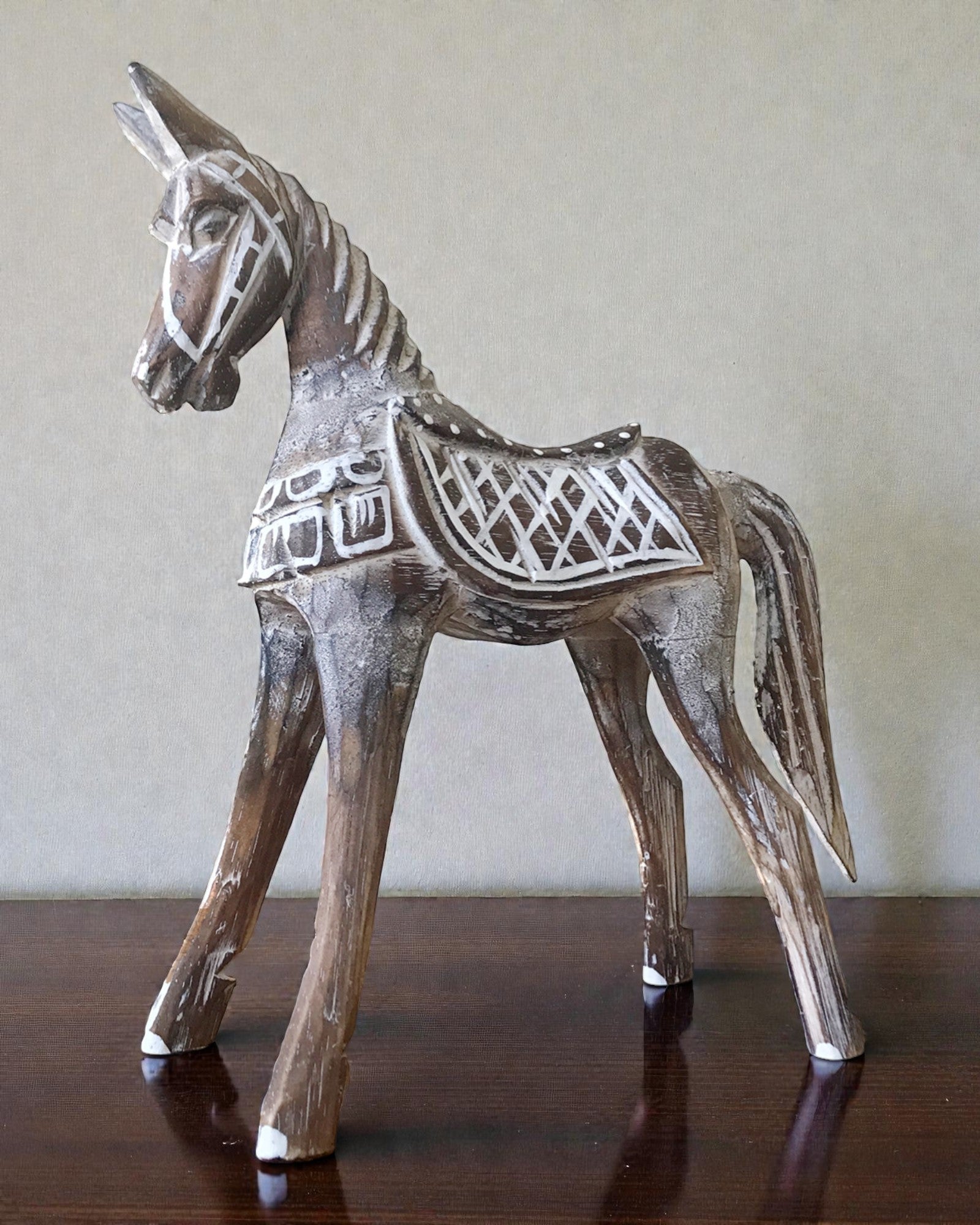 Caballo antiguo mediano 25 cm – Escultura oriental clásica