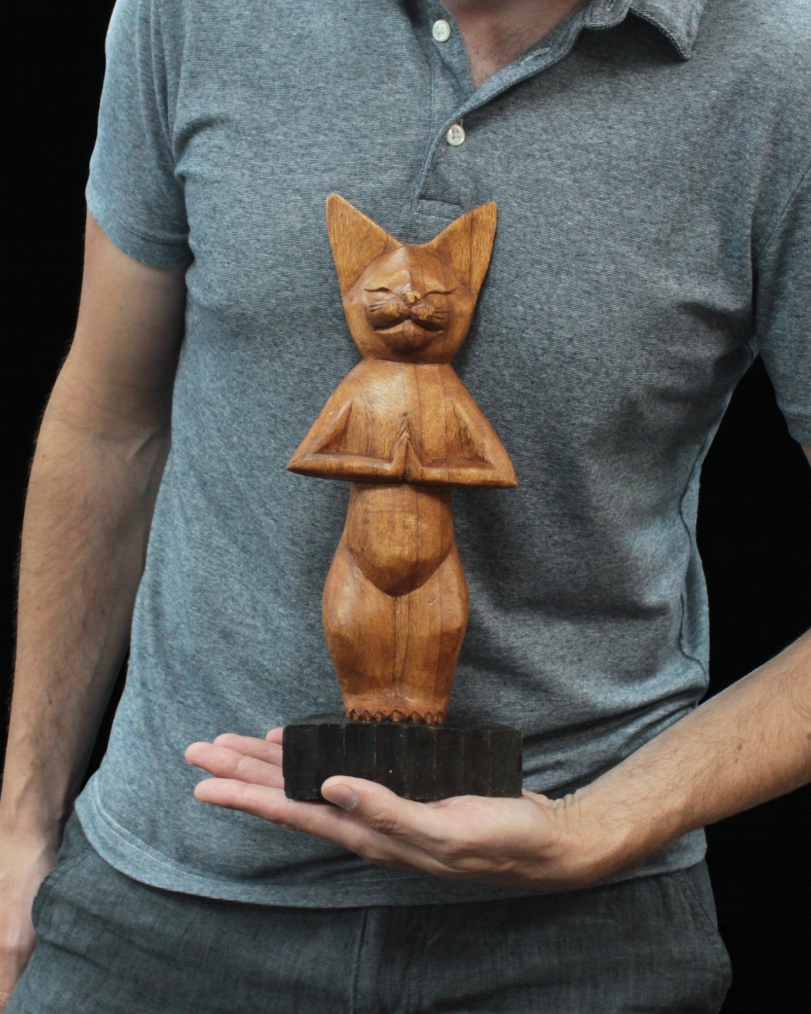 Escultura de Gato – Yoga 1 Postura de Pie 30 cm