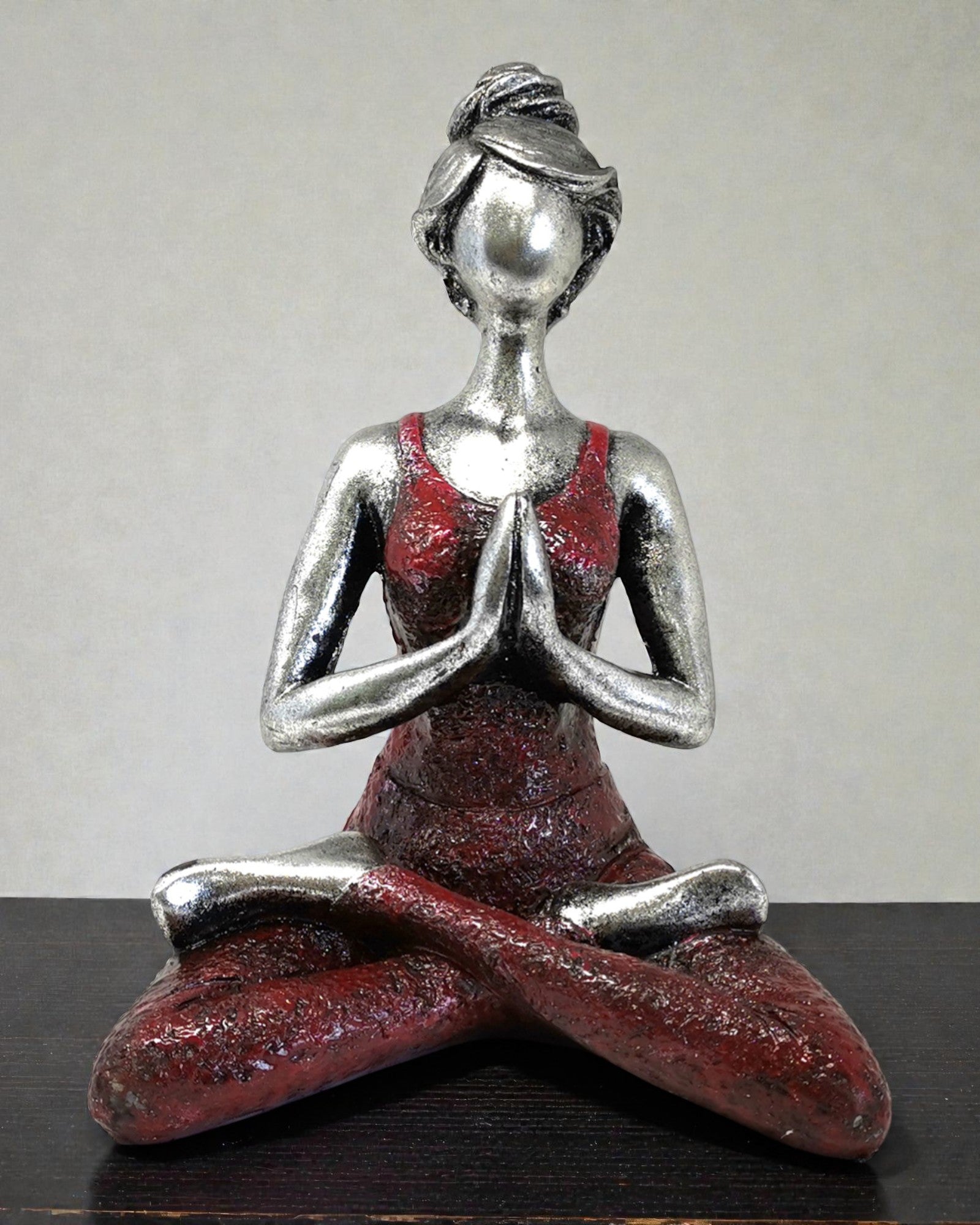 Figura de mujer 24 cm – Yoga armonía plateado-burdeos