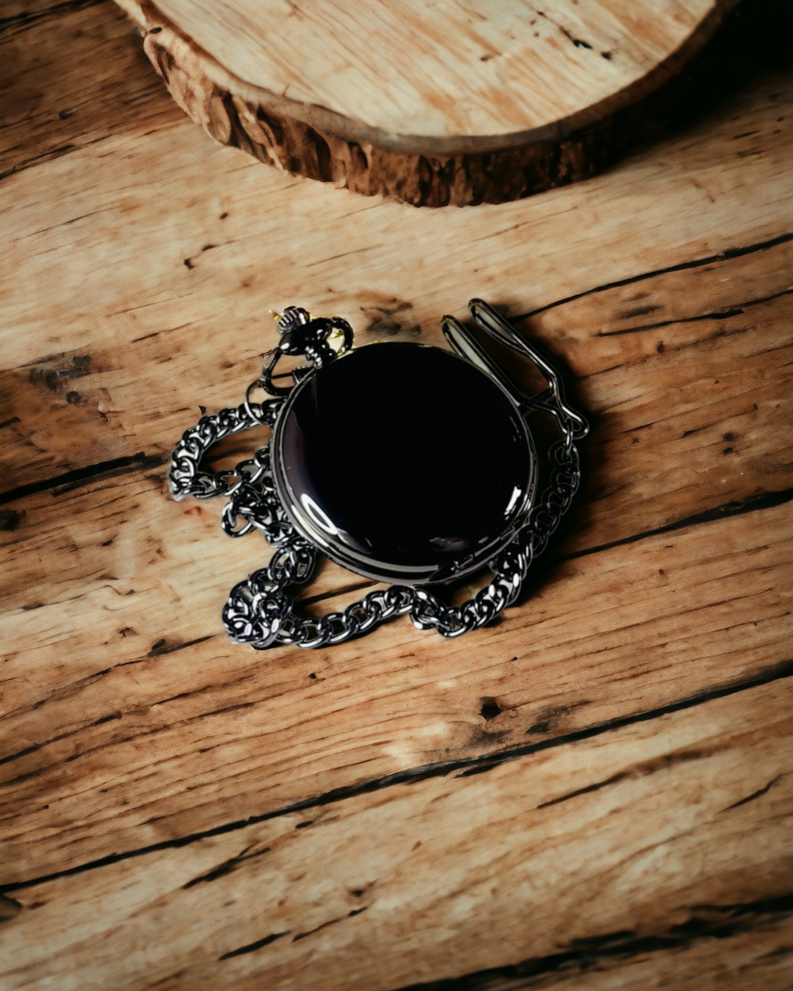 Reloj de Bolsillo Mecánico Clásico con Doble Tapa – Manual, Negro, personalización con grabado