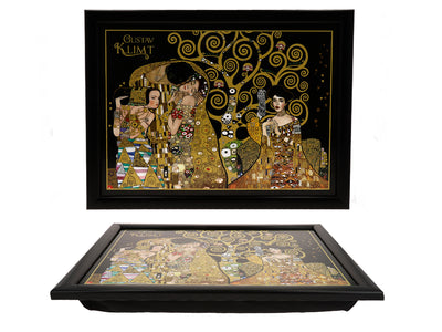 Soporte para portátil G. Klimt, El beso (CARMANI), personalizable mediante grabado, ideal para regalo, dimensiones 30.5x40.5cm, elegante y cómodo para trabajar sobre las rodillas