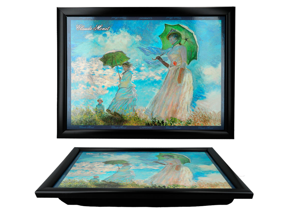 Soporte para portátil C. Monet, Mujer con sombrilla, personalizable mediante grabado, elegante y artístico, 30.5x40.5cm, ideal para regalo