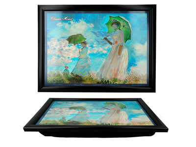 Soporte para portátil C. Monet, Mujer con sombrilla, personalizable mediante grabado, elegante y artístico, 30.5x40.5cm, ideal para regalo