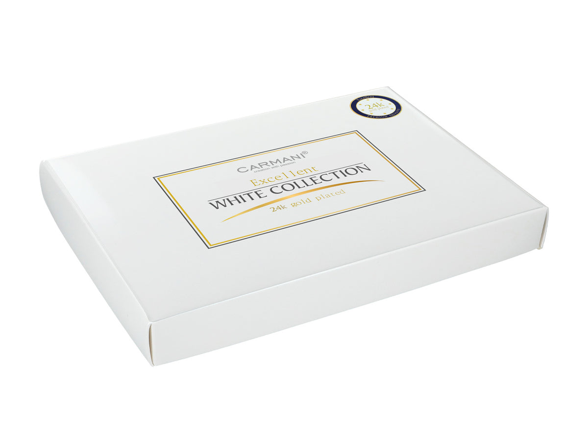 Juego de 6 cucharillas chapadas en oro de 24K Ojos blancos CARMANI, personalizable mediante grabado - regalo elegante para cualquier ocasión, dimensiones 13 cm