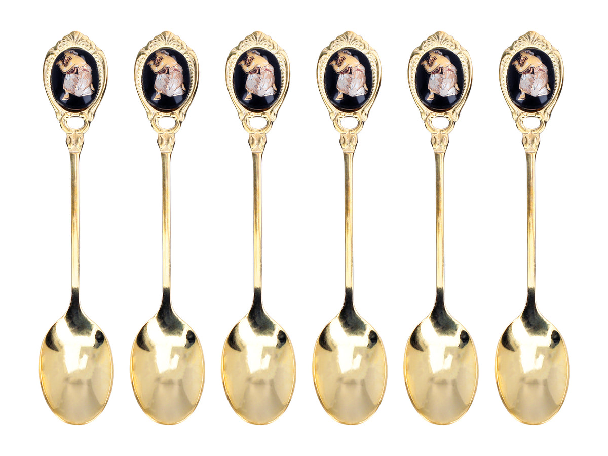Set de 6 cucharillas recubiertas de oro de 24K con motivo griego