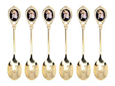 Set de 6 cucharillas recubiertas de oro de 24K con motivo griego