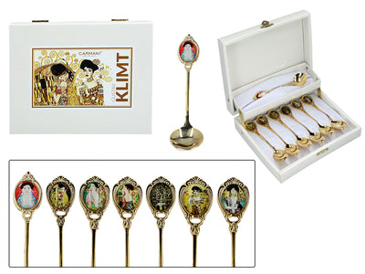 Juego de 6 cucharillas chapadas en oro de 24K con 1 cucharilla para el azúcar
