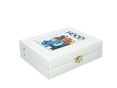 Set de 6 cucharillas recubiertas de oro de 24K con 1 cucharilla para azúcar - V. van Gogh, surtido, personalizable con grabado, elegante estuche para regalo, dimensiones 13 cm