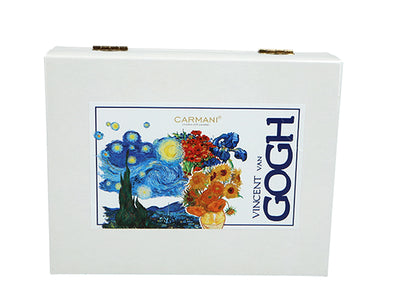 Set de 6 cucharillas recubiertas de oro de 24K con 1 cucharilla para azúcar - V. van Gogh, surtido, personalizable con grabado, elegante estuche para regalo, dimensiones 13 cm