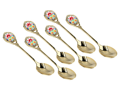 Juego de 6 cucharillas, cucharillas chapadas en oro de 24K