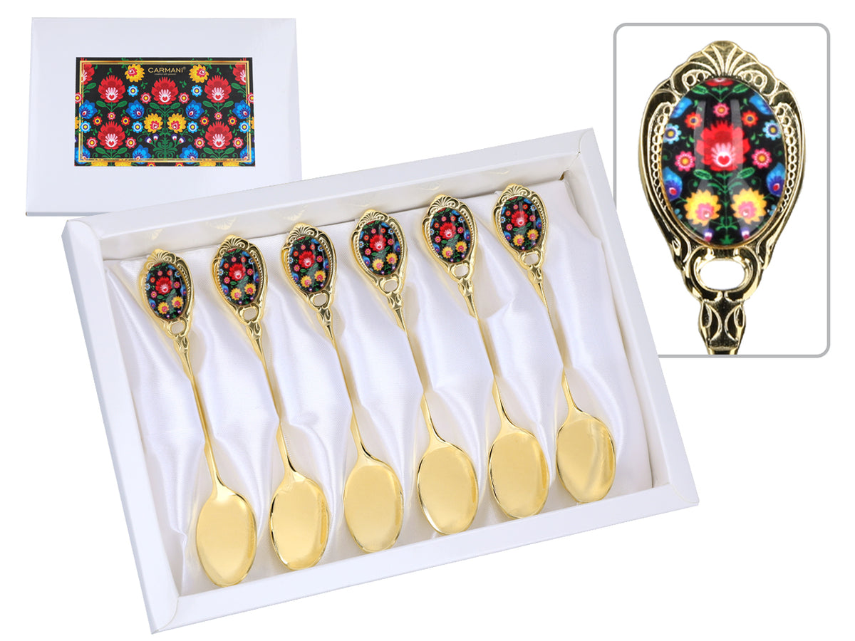 Cucharillas recubiertas de oro de 24K Kujawskie, negras