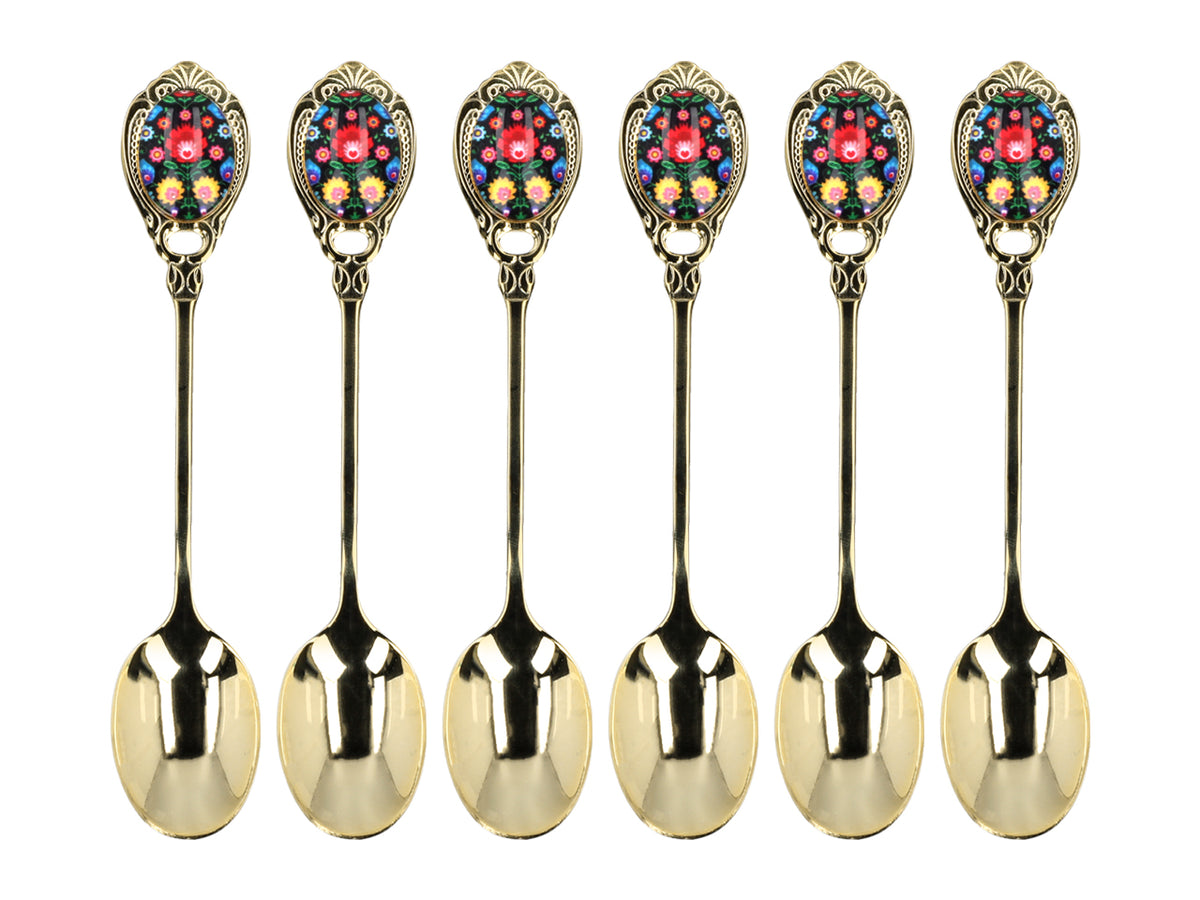 Cucharillas recubiertas de oro de 24K Kujawskie, negras