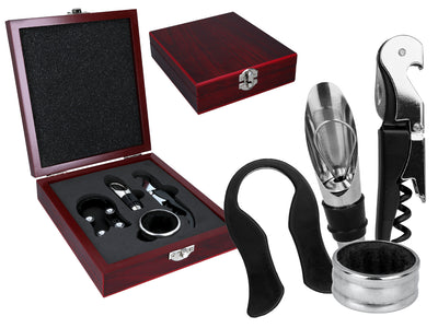 Set para abrir botellas de vino en una elegante caja de madera personalizable con grabado