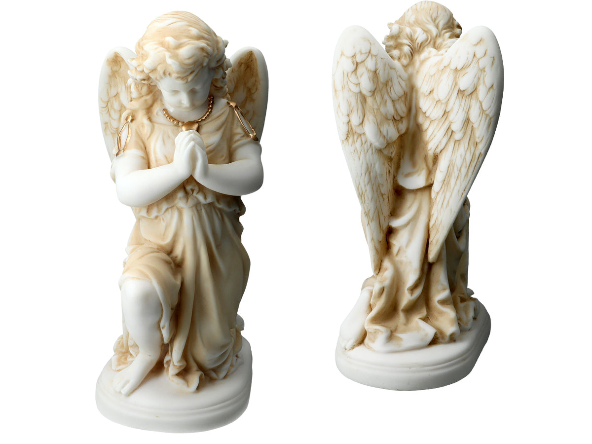 Ángel de alabastro rezando - Figura de alabastro de 25cm personalizable con grabado