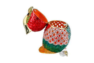 Joyero metálico calado con forma de búho, personalizable con grabado, ideal como regalo, altura de 15,5 cm, decorativo y funcional para guardar joyas