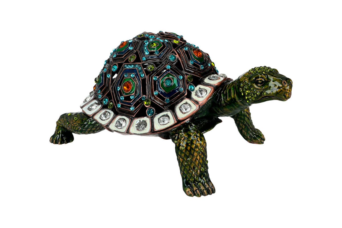 Joyero metálico calado con forma de tortuga, para guardar joyas, personalizable con grabado
