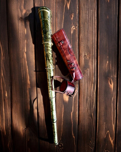 Luneta Królewska „Voyager 1818” – Exclusiva, de Latón, 83 cm, hecha a mano, estuche de Cuero Natural – Edición de Coleccionista, personalización con grabado para regalo