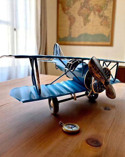 Modelo de avión metálico Blue Baron – retro, para regalo, con opción de grabado