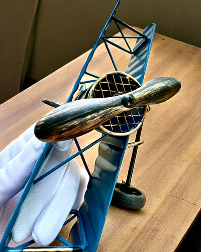 Modelo de avión metálico Blue Baron – retro, para regalo, con opción de grabado
