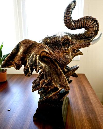 Statuetka Decorativa "Duma Sawanny" – Figura de Cabeza de Elefante con opción de grabado, para regalo