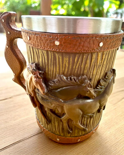 Taza con Motivo de Caballos, 330 ml, posibilidad de personalización con grabado para regalo