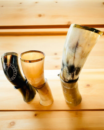 Copa de Cuerno "Viking Valor" - Grabado a Mano, Calidad Premium - 4 variantes para elegir