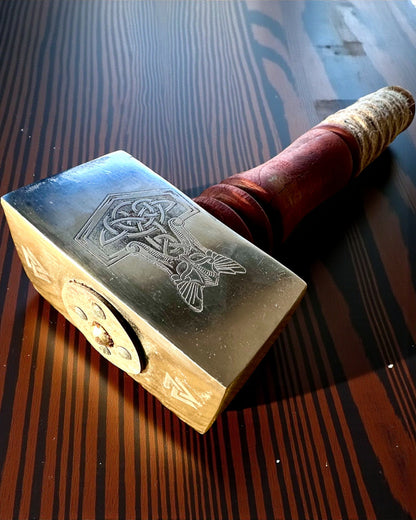 Martillo Mjölnir de los Skalds – 33 cm, Martillo Vikingo Forjado a Mano con Opción de Grabado