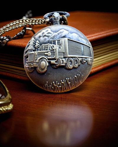 Reloj de Bolsillo "Road King" – con motivo de Camión, con grabado, para regalo