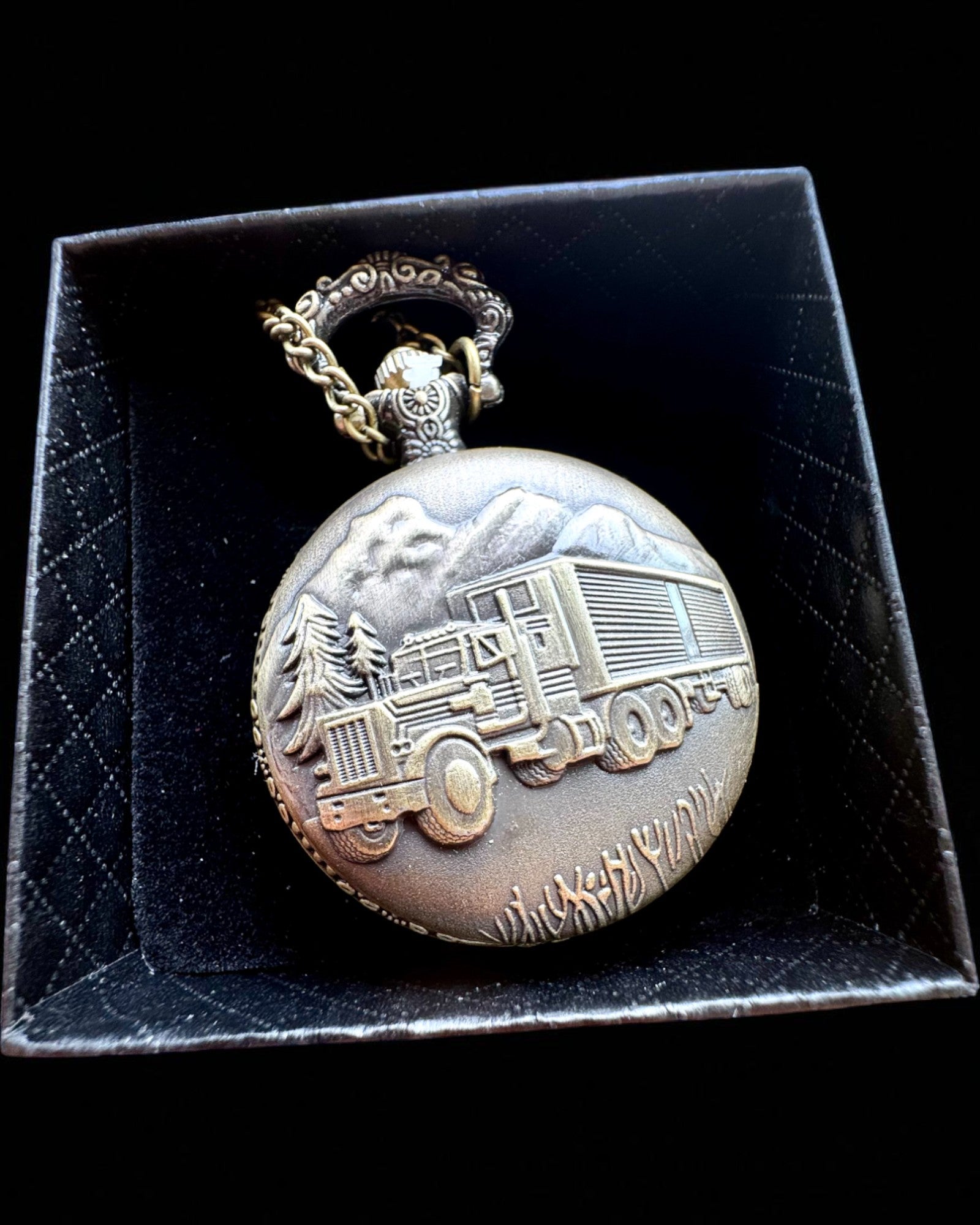 Reloj de Bolsillo "Road King" – con motivo de Camión, con grabado, para regalo