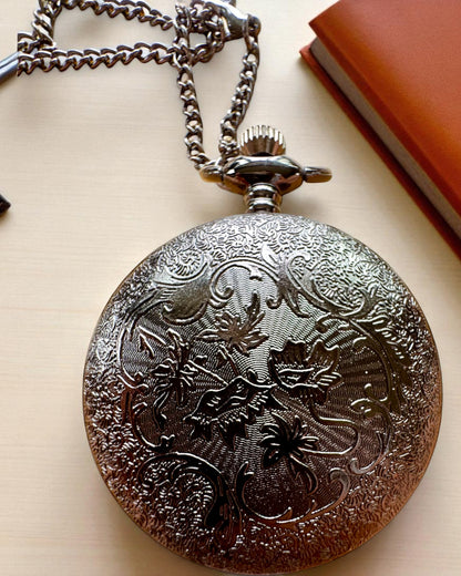 Reloj de Bolsillo Negro „Midnight Elegance”, personalización para regalo con grabado