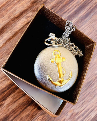 Reloj de Bolsillo "Ancla Dorada" - personalización para regalo con grabado