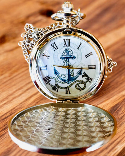 Reloj de Bolsillo "Ancla Dorada" - personalización para regalo con grabado