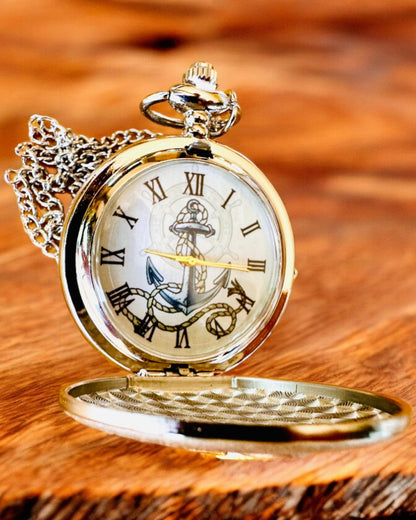 Reloj de Bolsillo "Ancla Dorada" - personalización para regalo con grabado