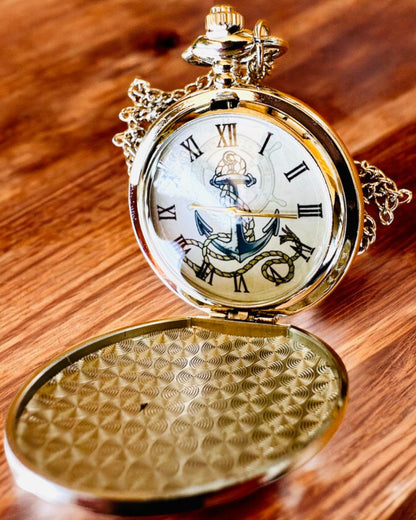 Reloj de Bolsillo "Ancla Dorada" - personalización para regalo con grabado