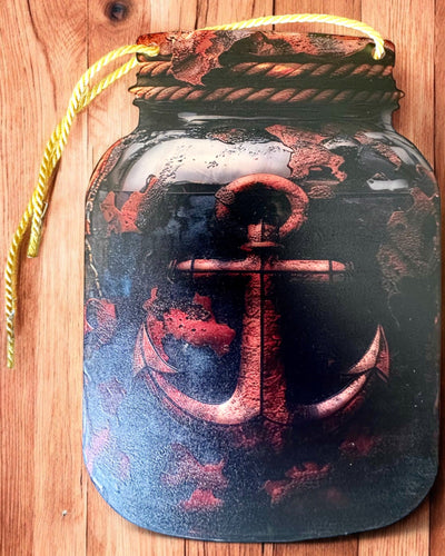 Morski Wisior Kotwica en Słoiku colgante decorativo, posibilidad de personalización con grabado
