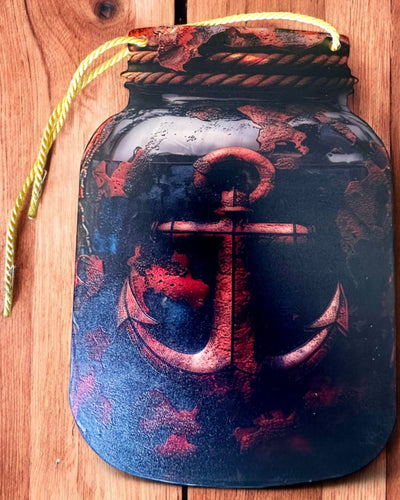 Morski Wisior Kotwica en Słoiku colgante decorativo, posibilidad de personalización con grabado
