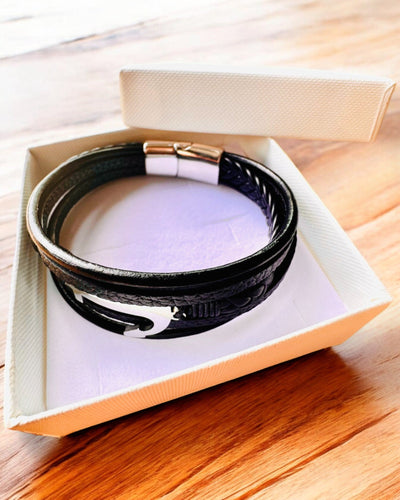 Pulsera masculina Ancla de Elegancia con opción de grabado para regalo