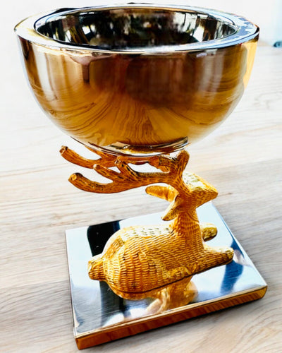 Misa decorativa Ciervos Trofeo – Artesanía de la India, personalización con grabado