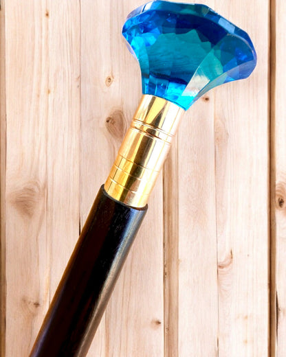 Bastón para caminar "Niebieski Diament" - Madera Hecha a mano, posibilidad de grabado