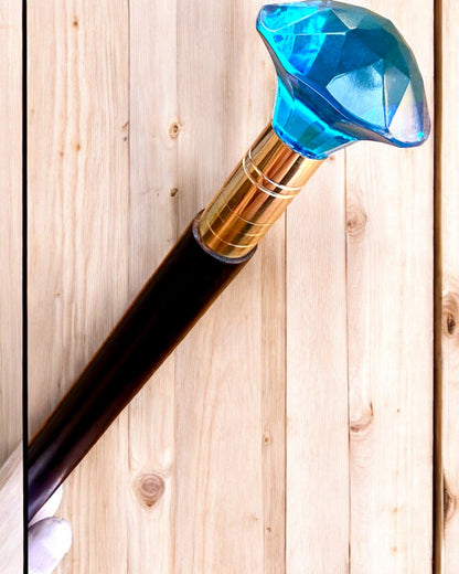 Bastón para caminar "Niebieski Diament" - Madera Hecha a mano, posibilidad de grabado