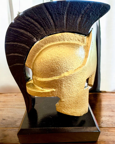 Casco espartano premium – escultura decorativa hecha a mano, posibilidad de personalización con grabado para regalo