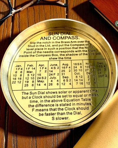 Kompas Solar Voyager 7cm – reloj solar de latón con brújula, personalización con grabado para regalo