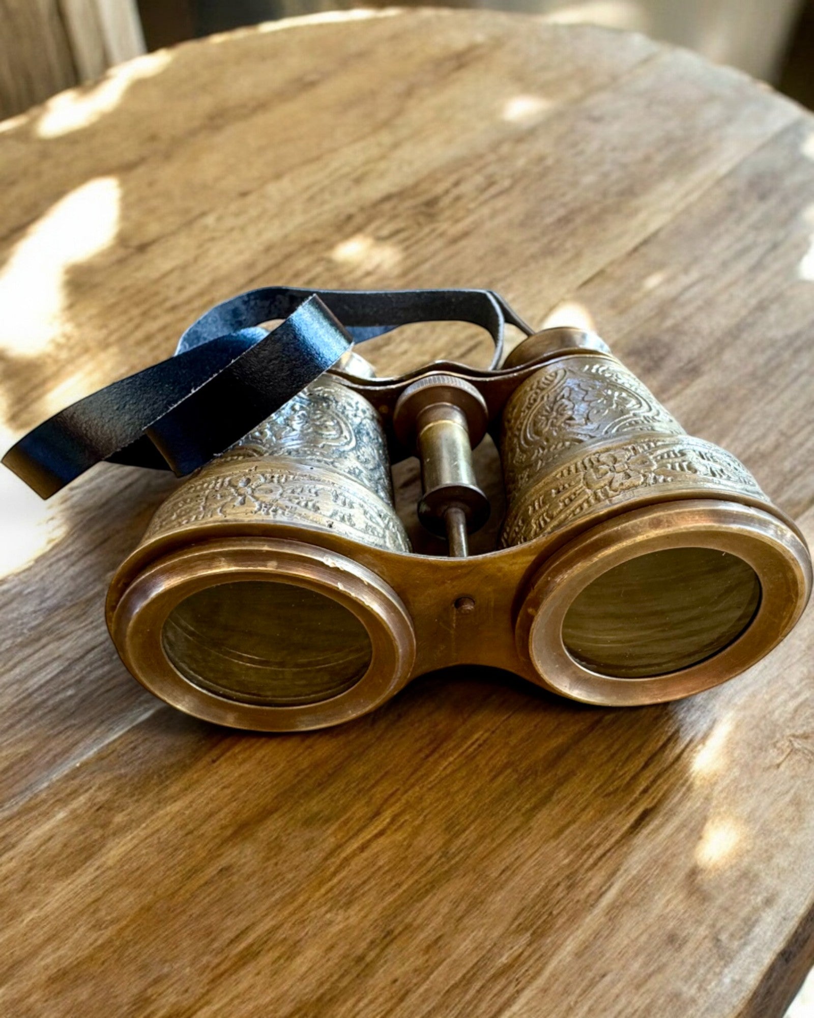 Prismáticos con estuche de cuero Victorian's Eye, 11 cm de latón, decorados a mano, personalización con grabado para regalo