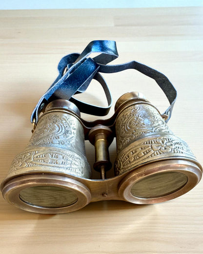 Prismáticos con estuche de cuero Victorian's Eye, 11 cm de latón, decorados a mano, personalización con grabado para regalo