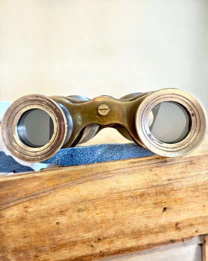 Prismáticos con estuche de cuero Victorian's Eye, 11 cm de latón, decorados a mano, personalización con grabado para regalo